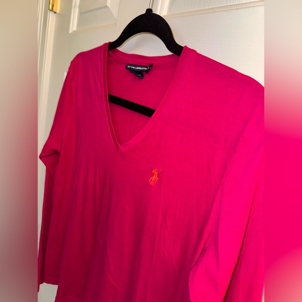 Ralph Lauren Long-Sleeve V-Neck T-Shirt, Size Medium